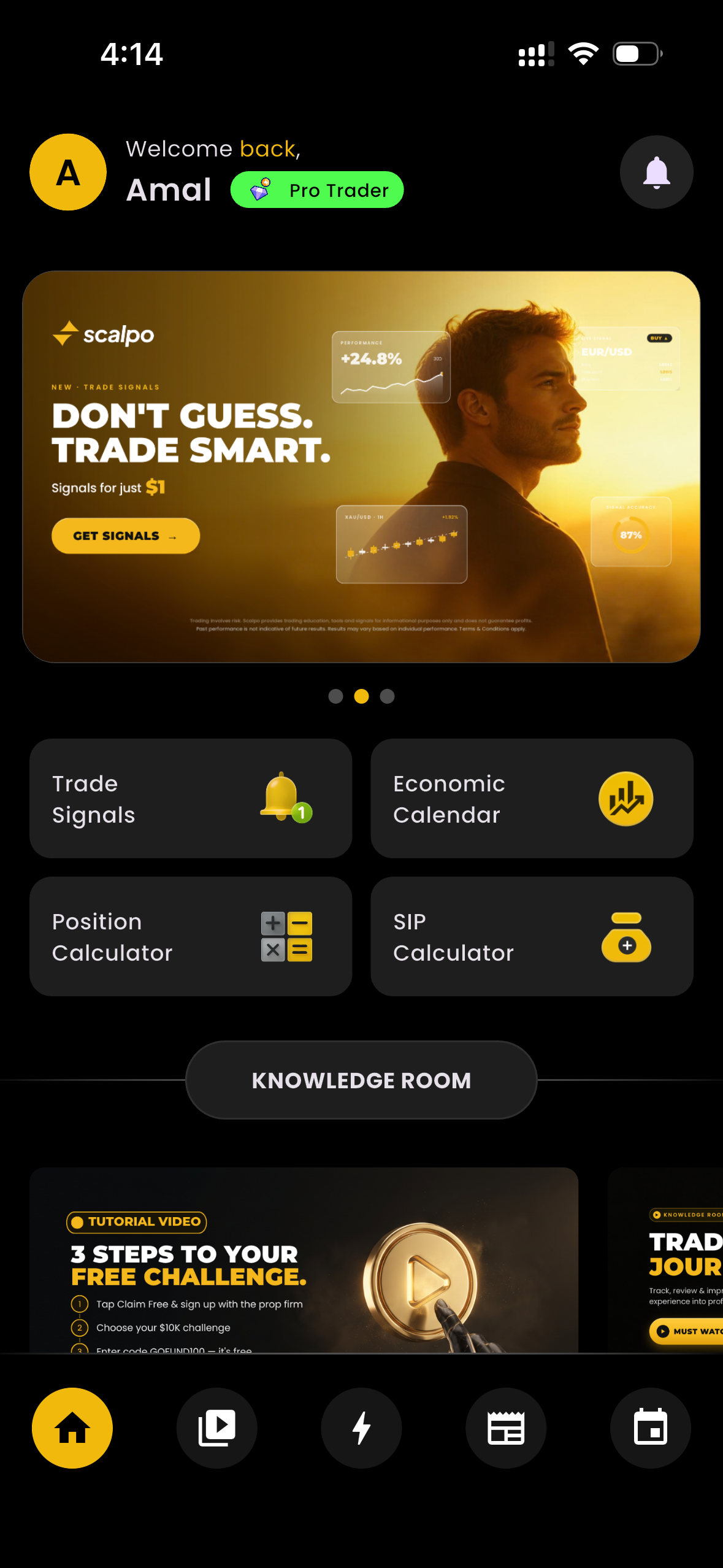 Scalpo Mobile App Home Interface